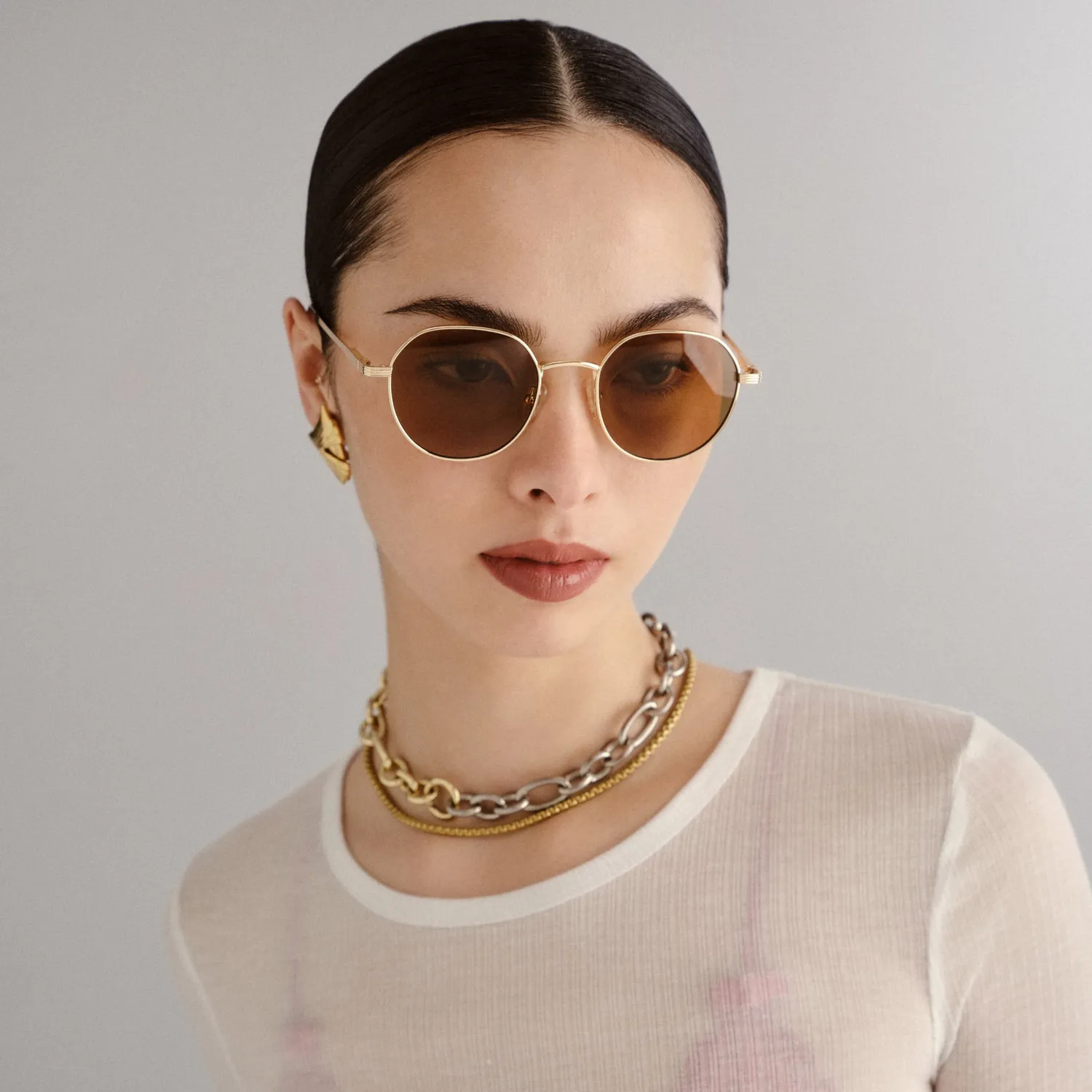 Le Specs Odyssey occhiali da sole gold rotondi