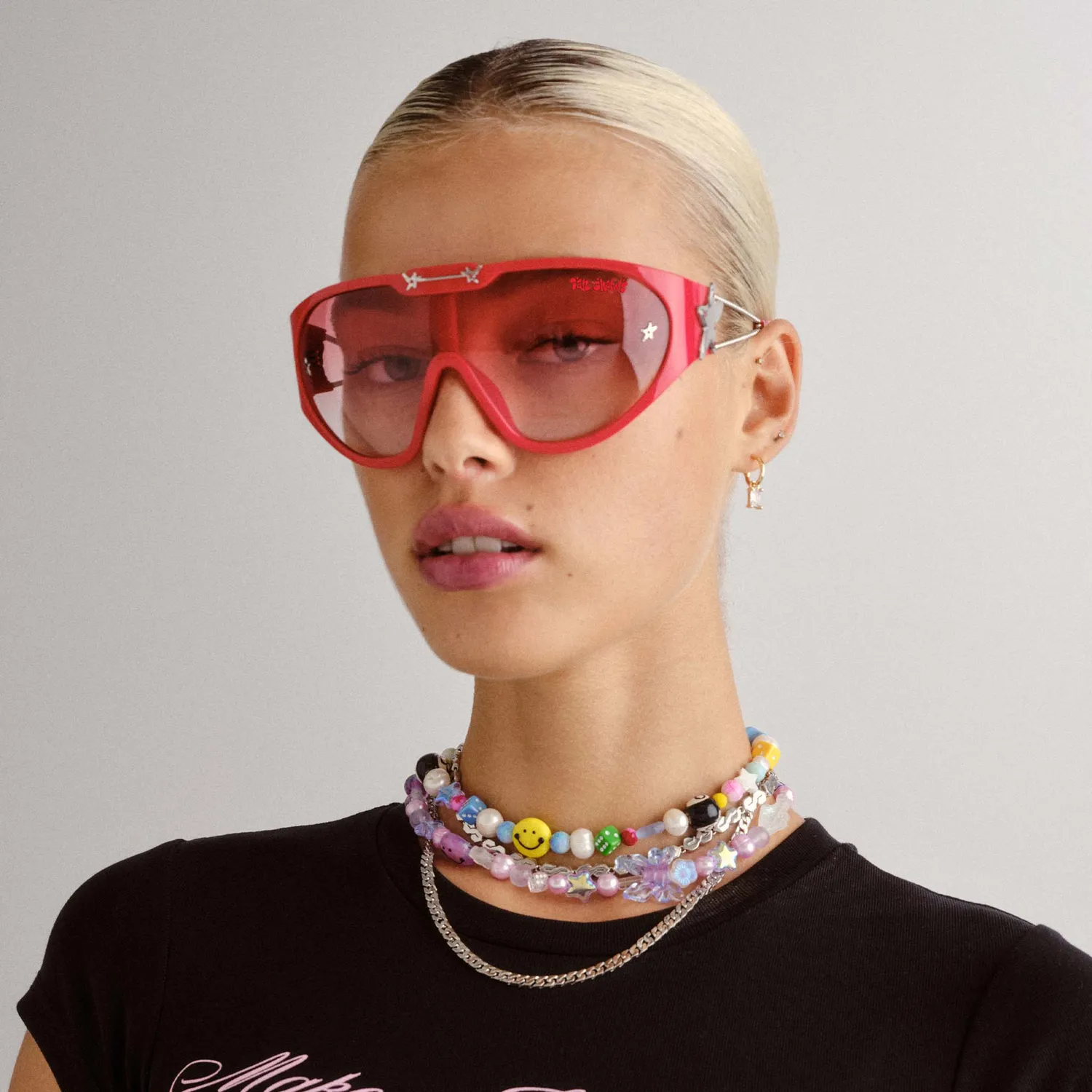 Le Specs Nepo Baby occhiali da sole rosso scudo