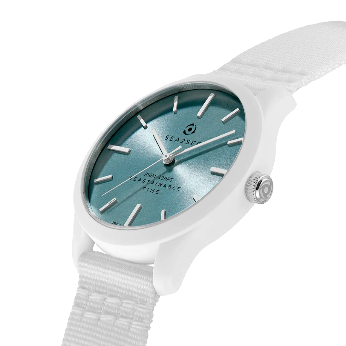 Sea2See Fiji 04 orologio 37 mm bianco quadrante azzurro