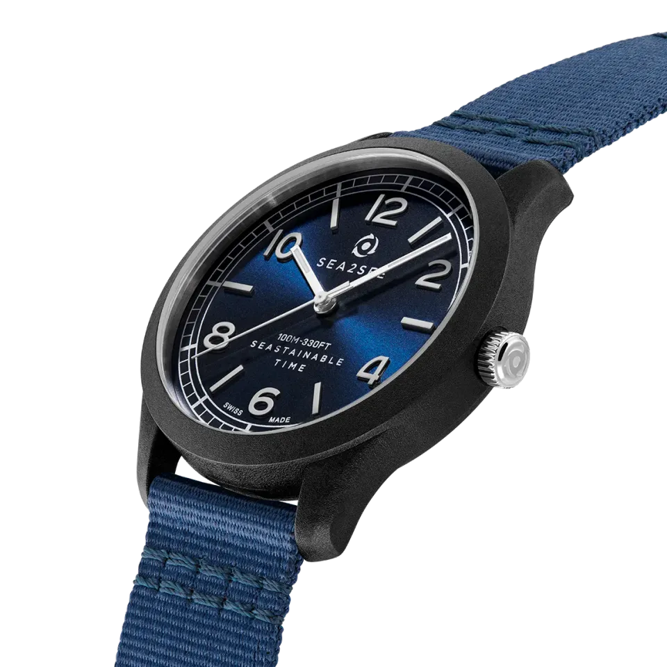 Sea2See Panarea 01 orologio blu navy cassa nera 41 mm