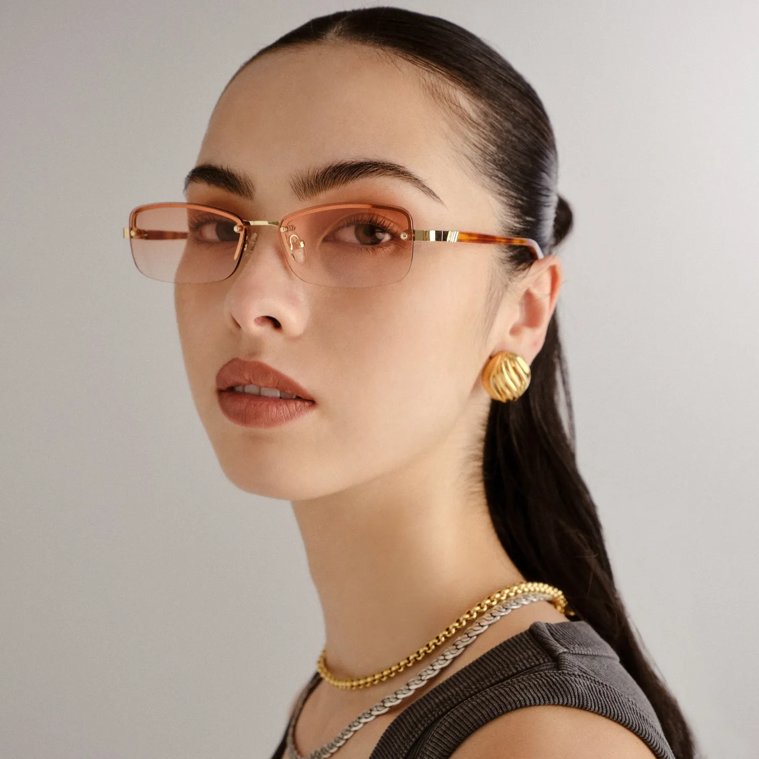Le Specs Enigmatic occhiale da sole rettangolare tartarugato