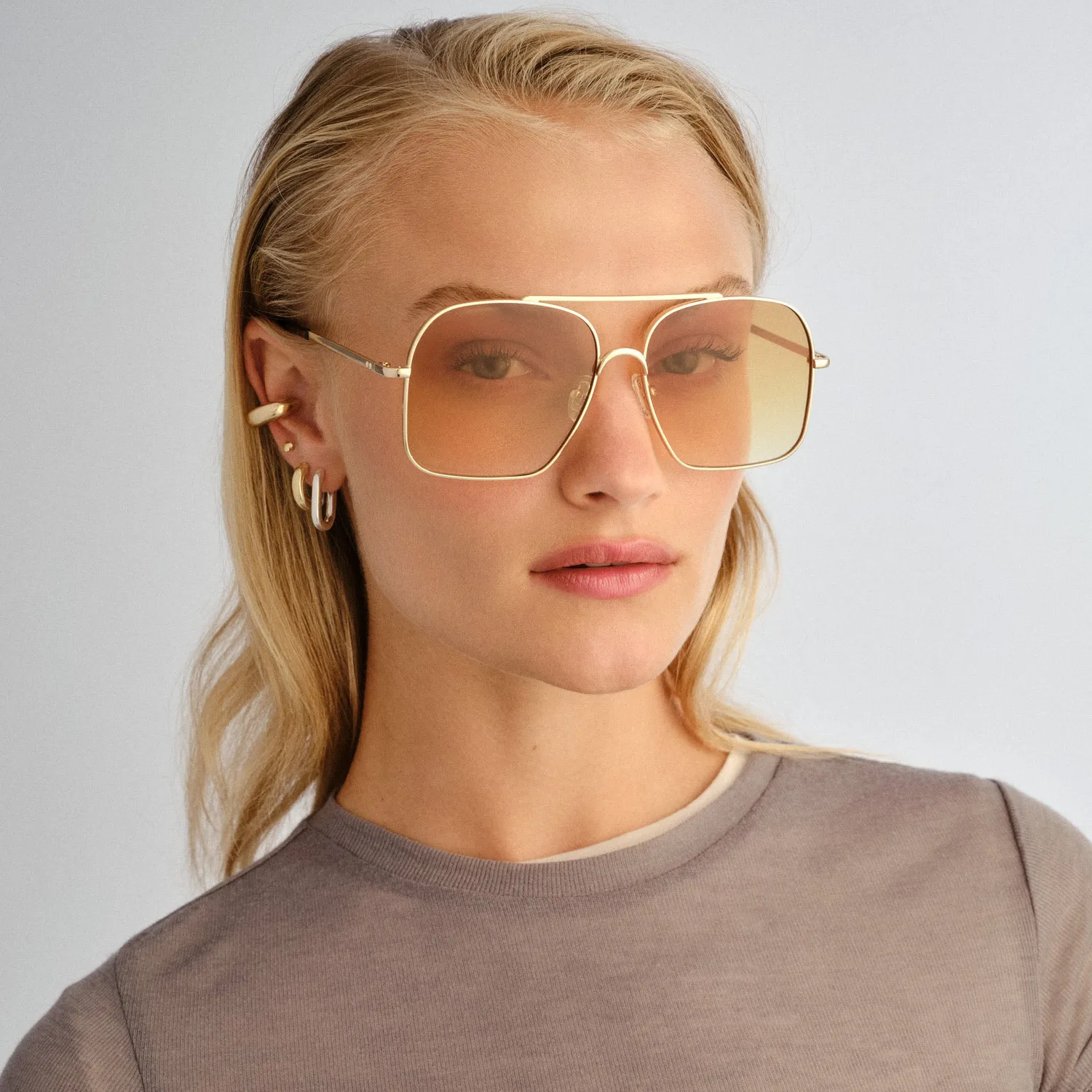 Le Specs Civelle occhiali da sole oro tartarugato aviatore