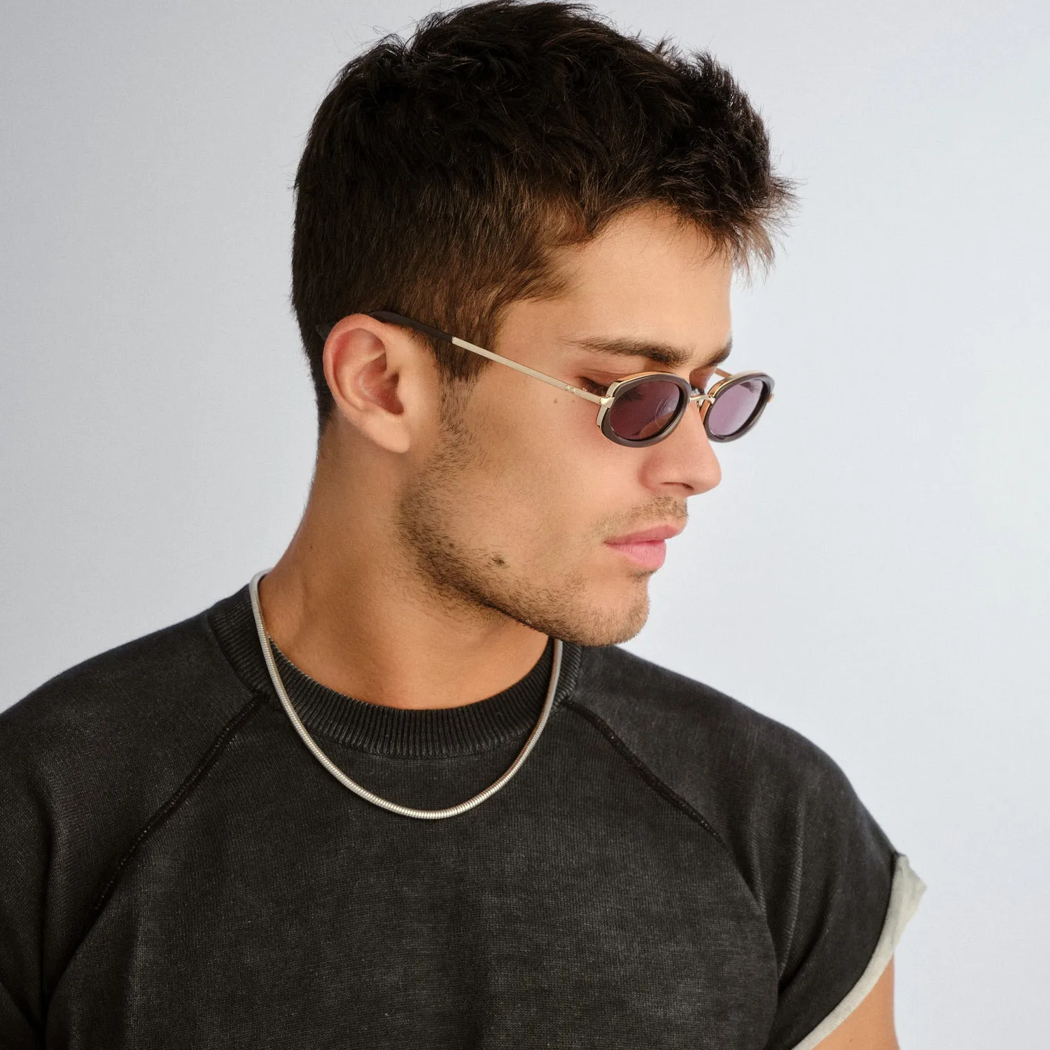 Le Specs Mecharo occhiale da sole oro ovale marrone