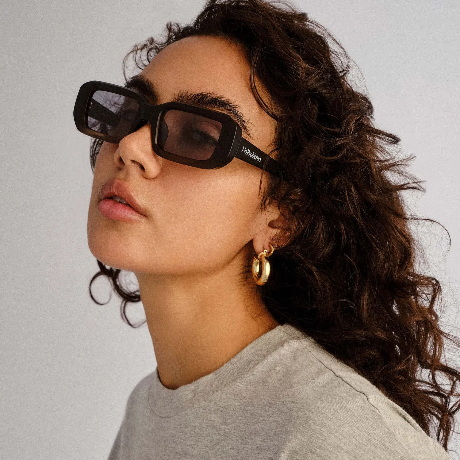Le Specs Blackpool occhiali da sole nero khaki rettangolari