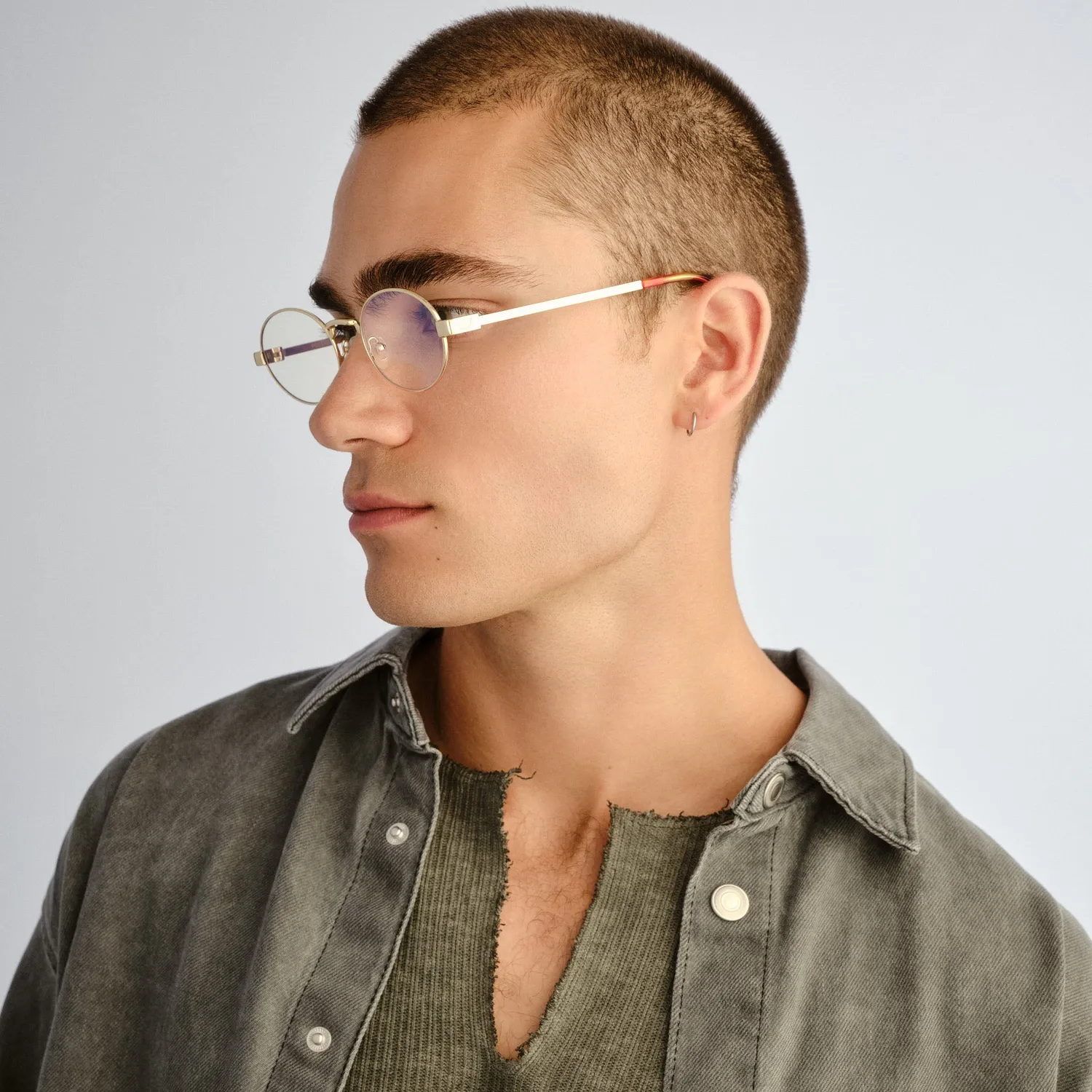 Le Specs Poseidon Deux occhiali luce blu oro ovali