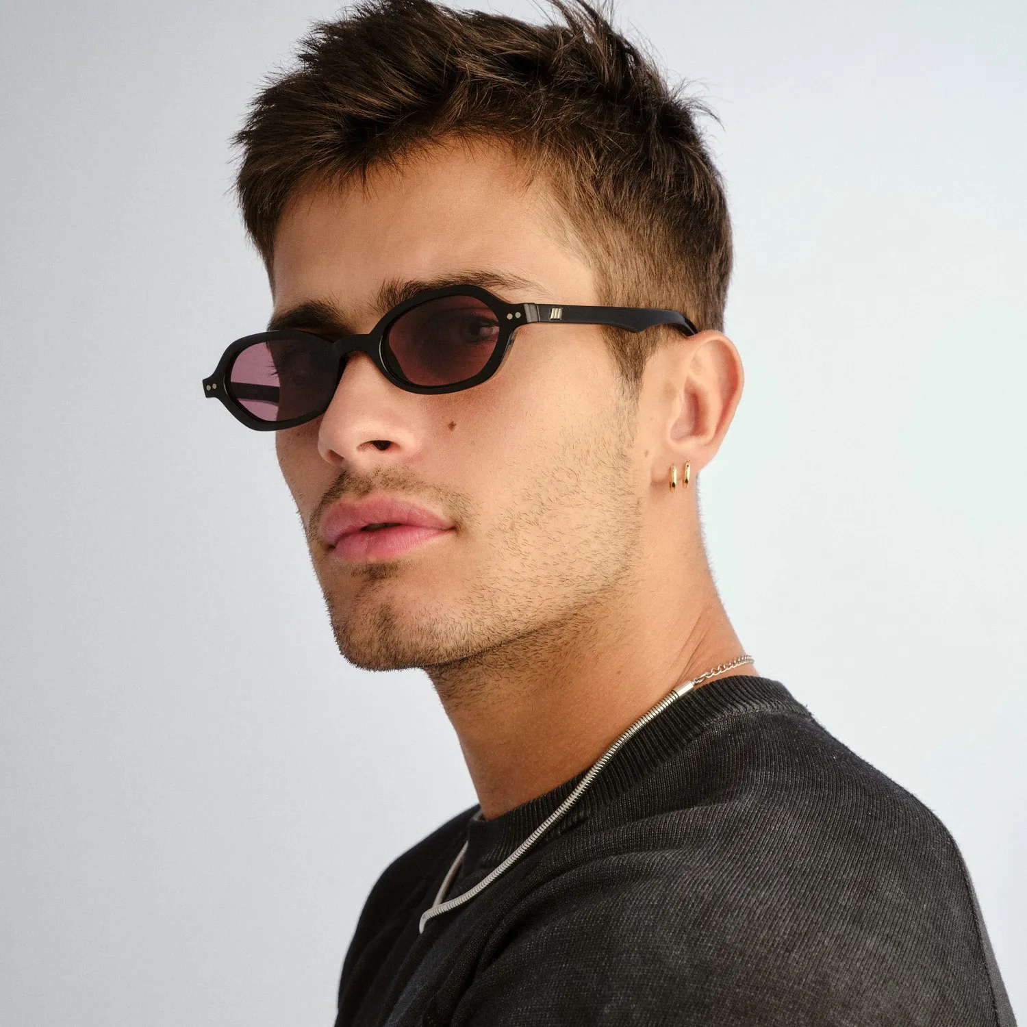 Le Specs Foundry occhiali da sole neri ovali stretti