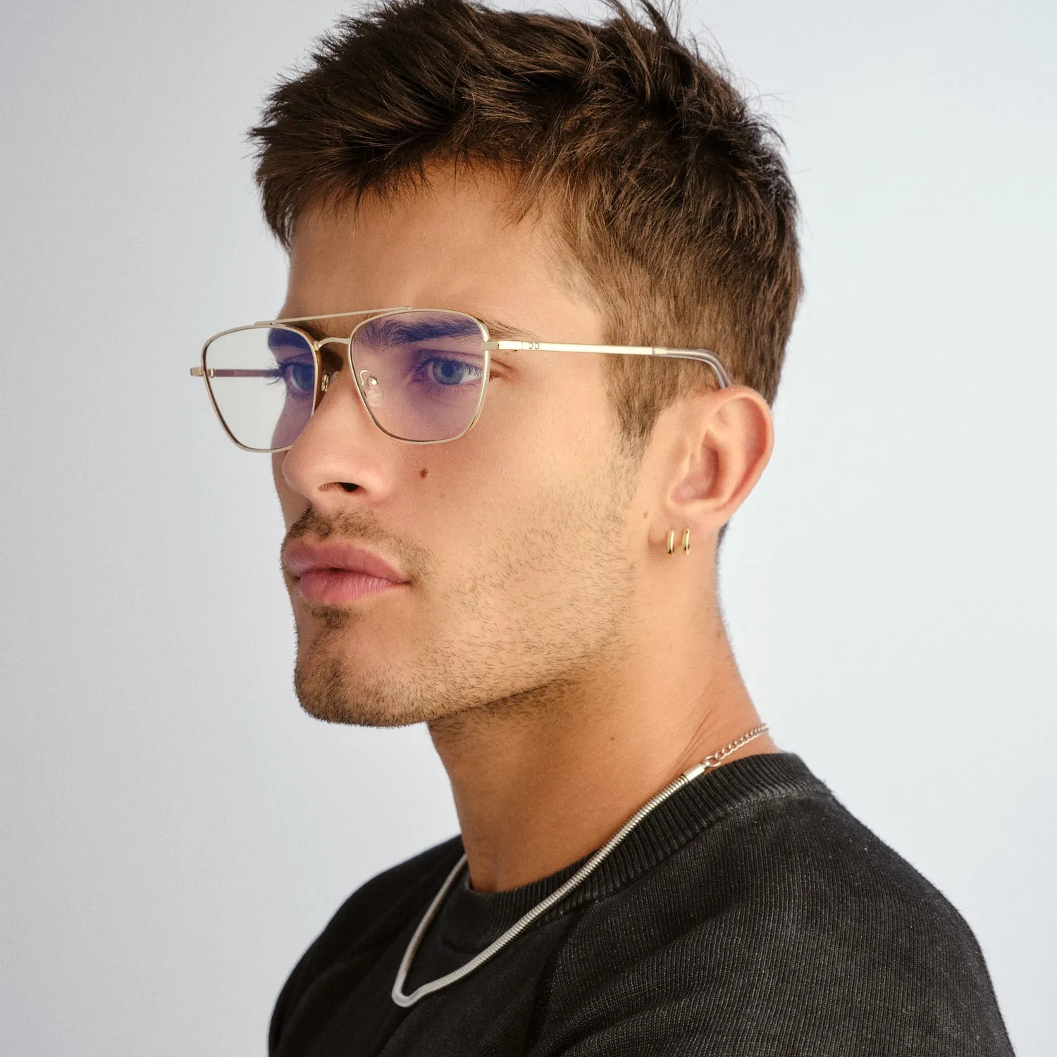 Le Specs Diametric occhiali luce blu oro aviator quadrato