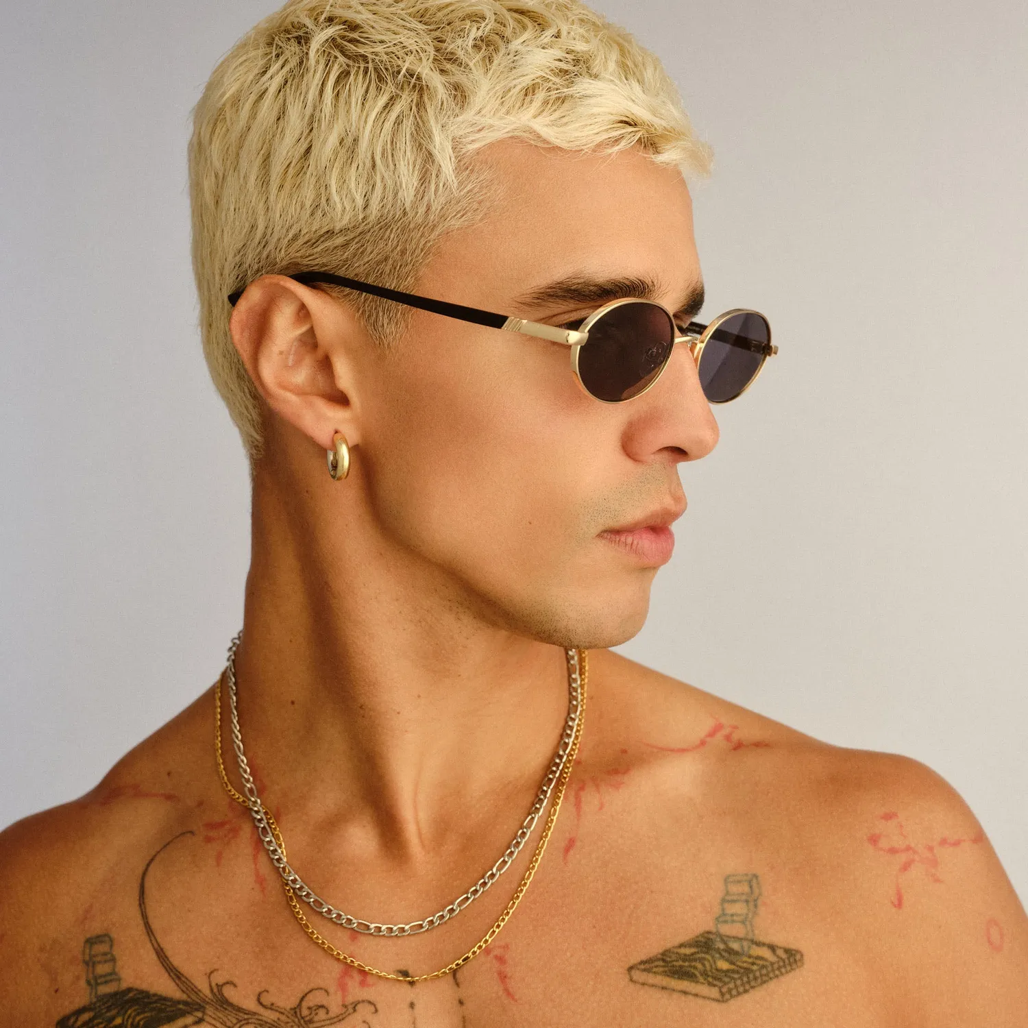 Le Specs Icicle occhiale da sole oro ovale fumo