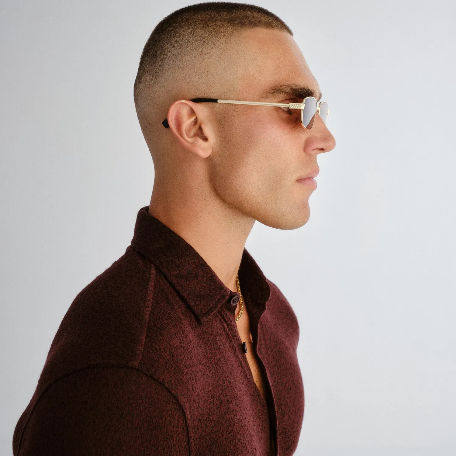 Le Specs Torrid occhiale da sole oro marrone rettangolare