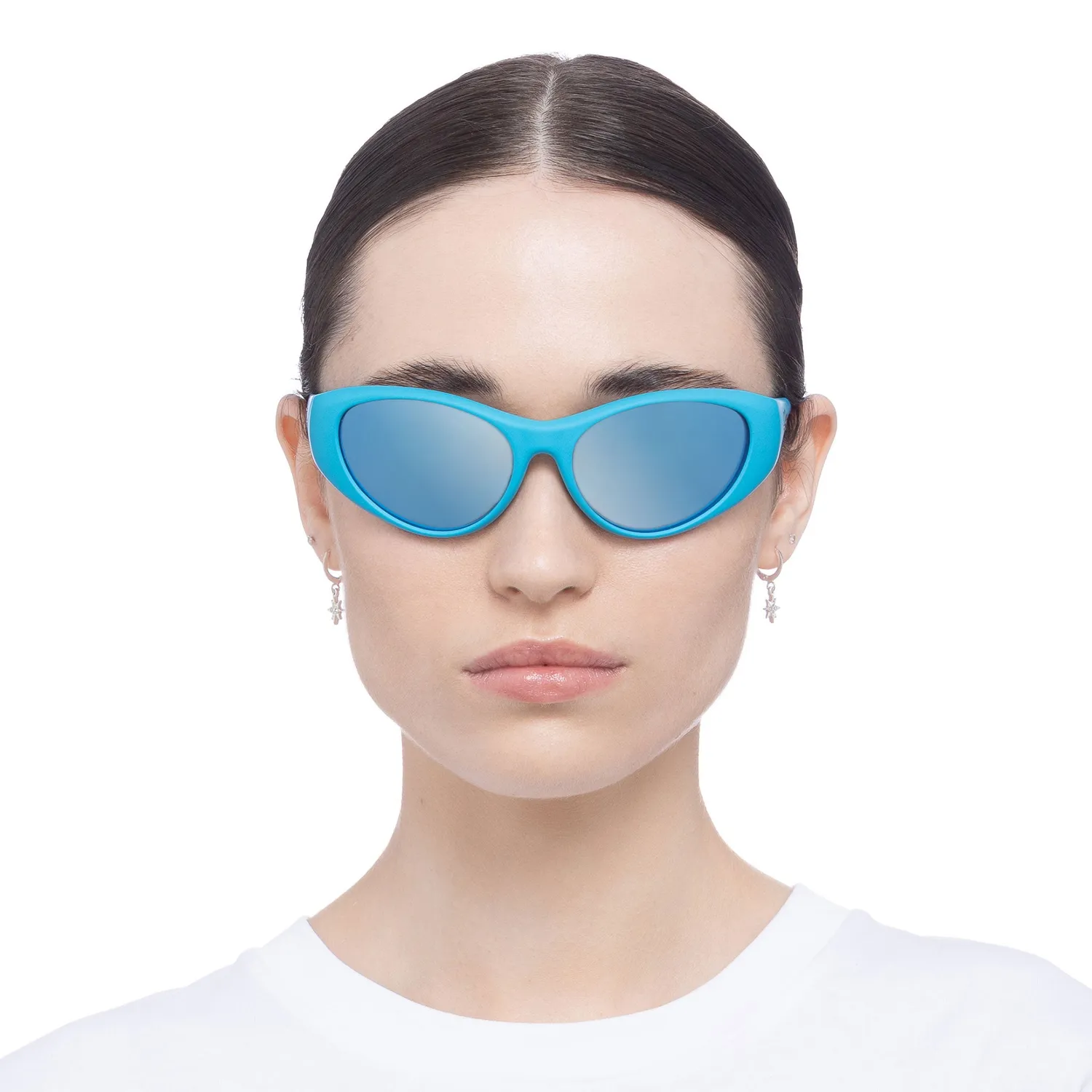 Le Specs Dotcom occhiali da sole cyan specchiati wrap