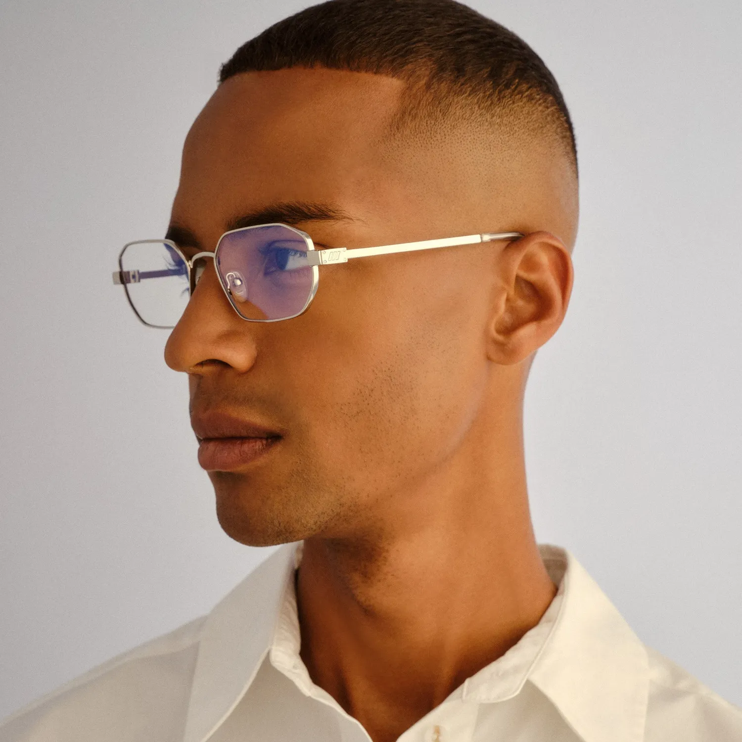 Le Specs Mythic occhiali luce blu argento