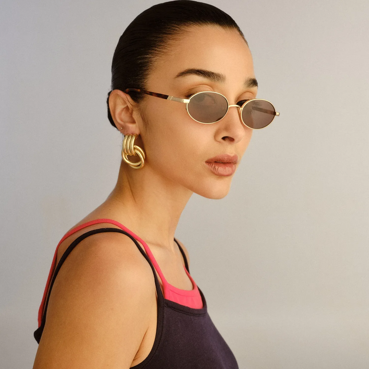 Le Specs Icicle occhiali da sole oro marrone metallo