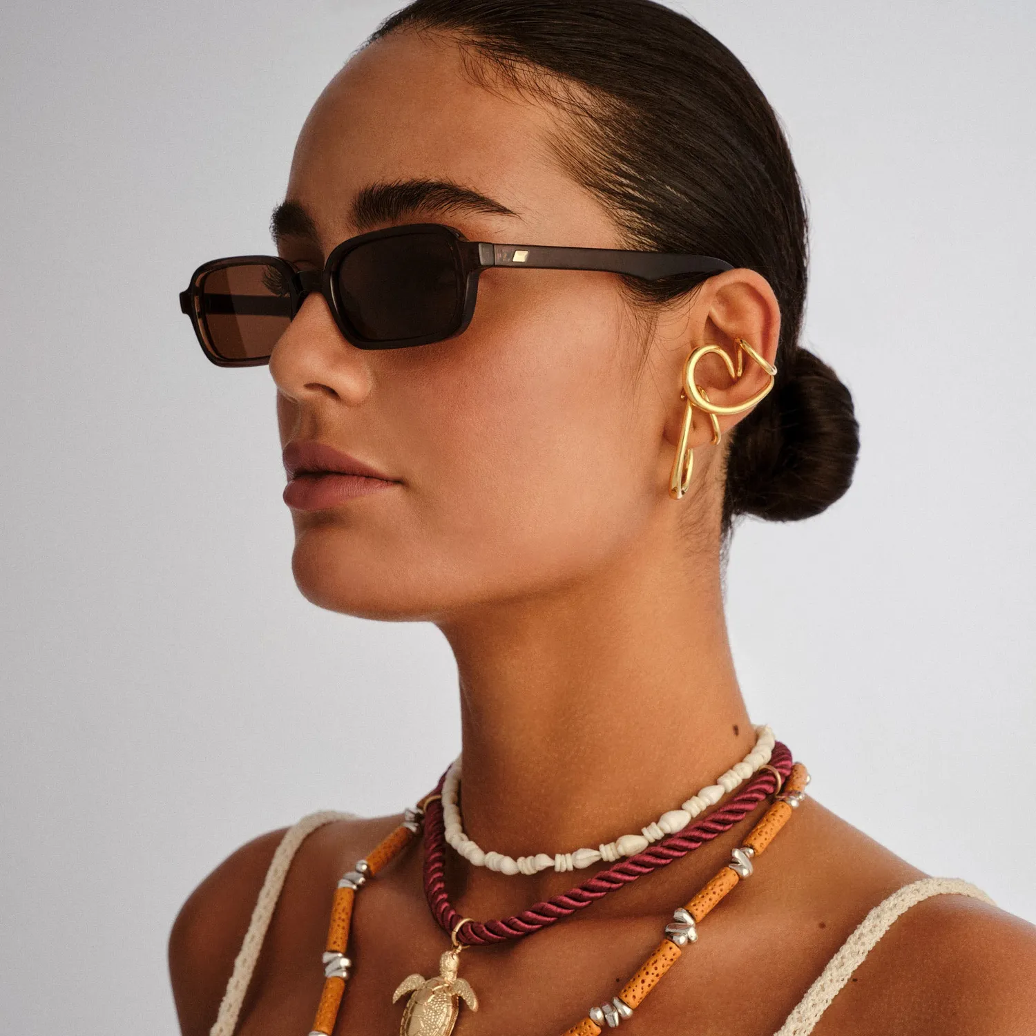 Le Specs Pilferer occhiali da sole cocoa rettangolari small