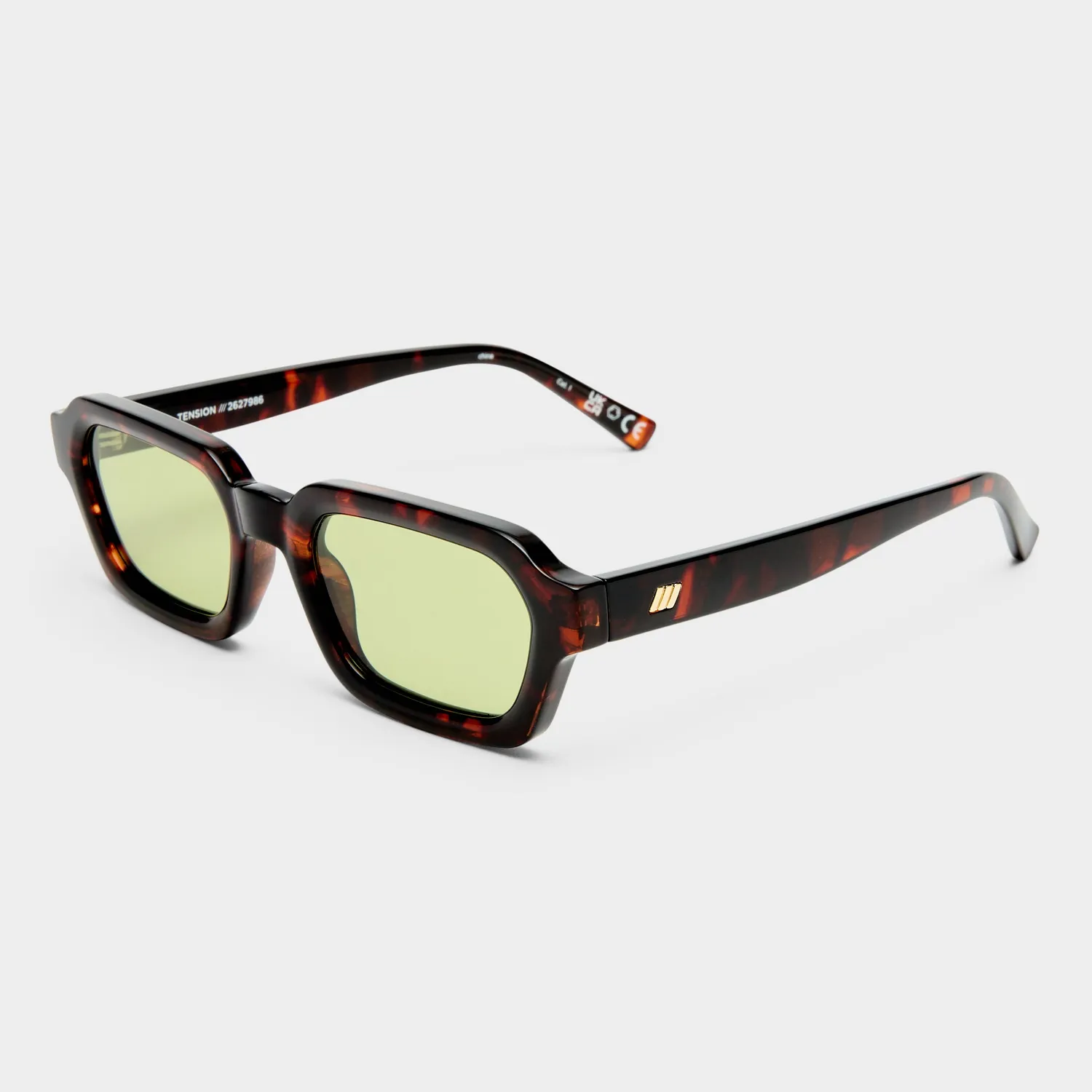 Le Specs Tension + occhiali da sole tartarugato rettangolari