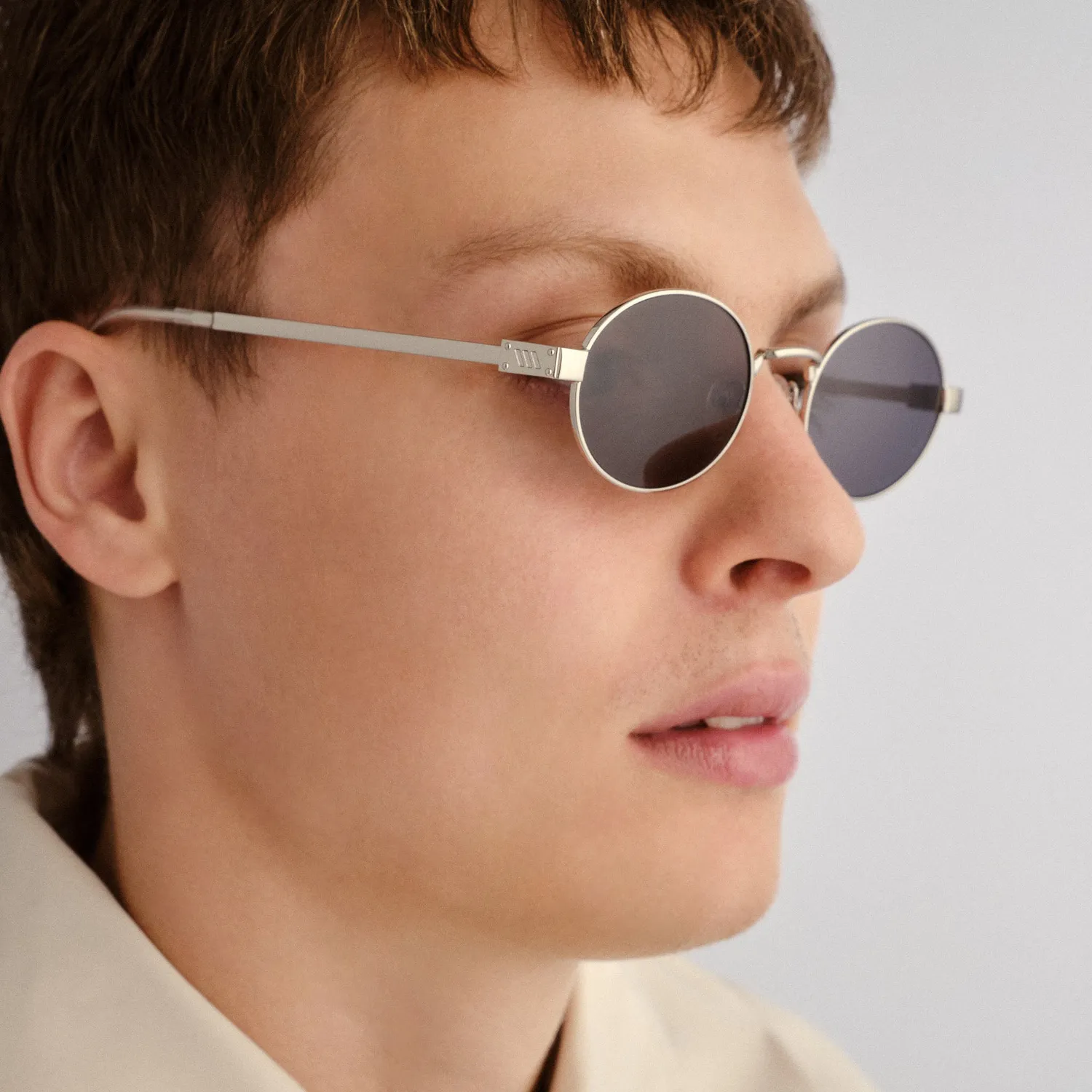 Le Specs Poseidon Deux occhiale da sole argento ovale