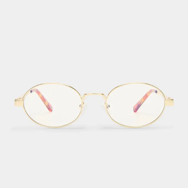 Le Specs Poseidon Deux occhiali luce blu oro ovali