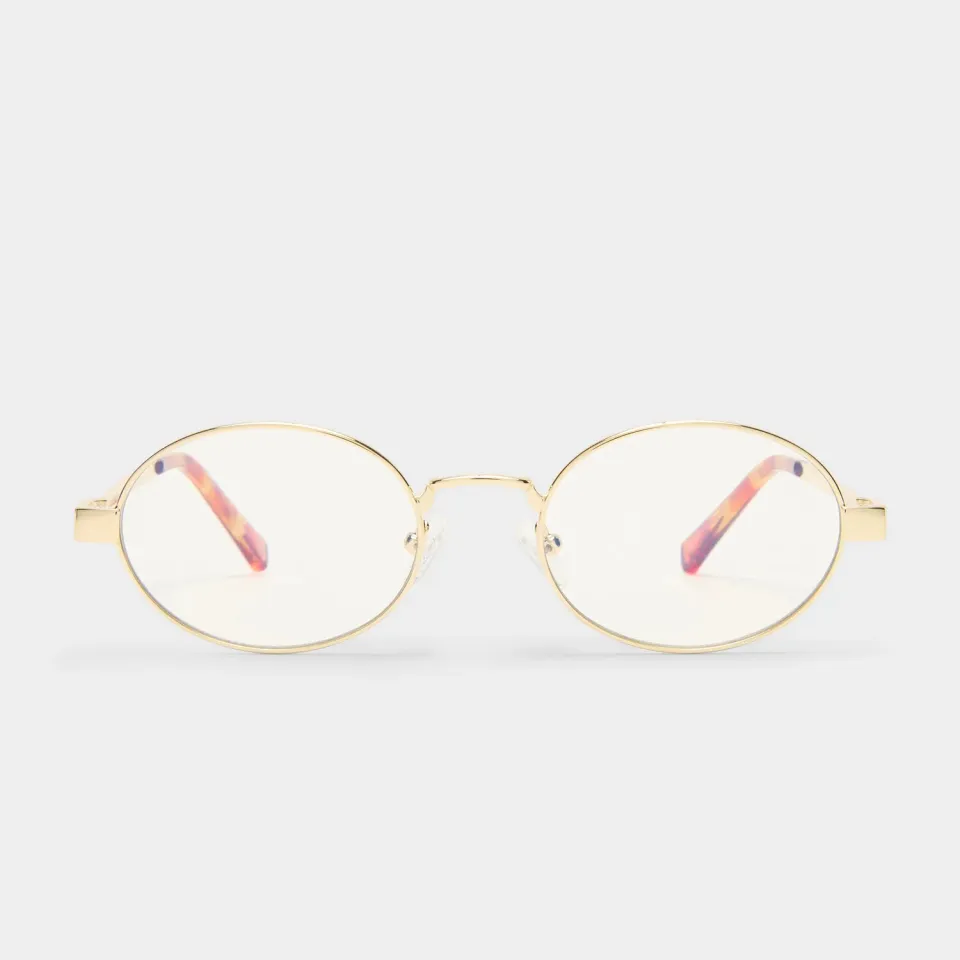 Le Specs Poseidon Deux occhiali luce blu oro ovali
