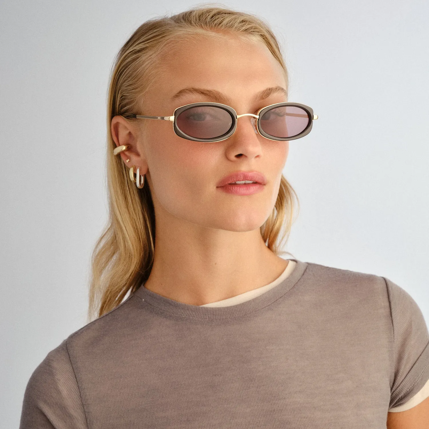 Le Specs Mecharo occhiale da sole oro ovale marrone