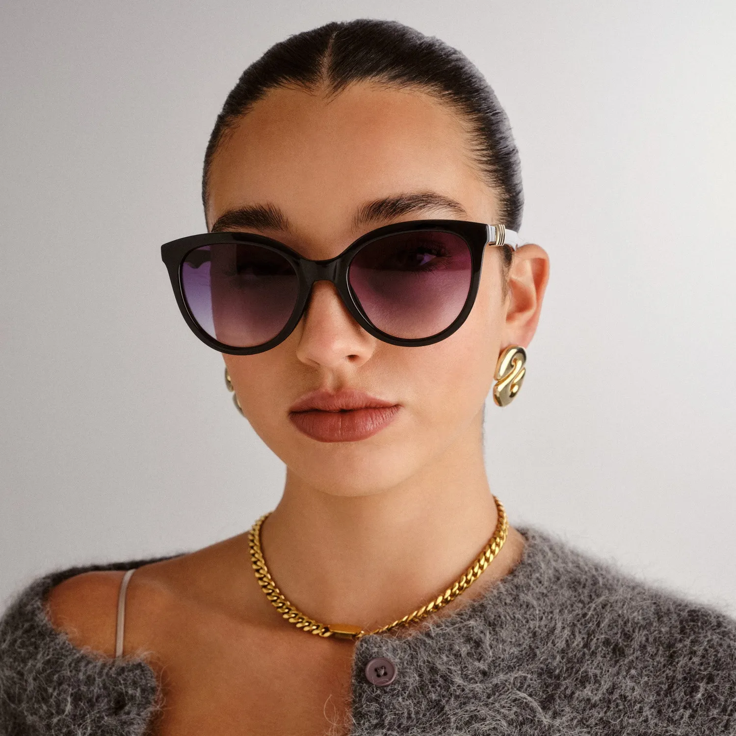 Le Specs The Muse occhiali da sole nero rotondi