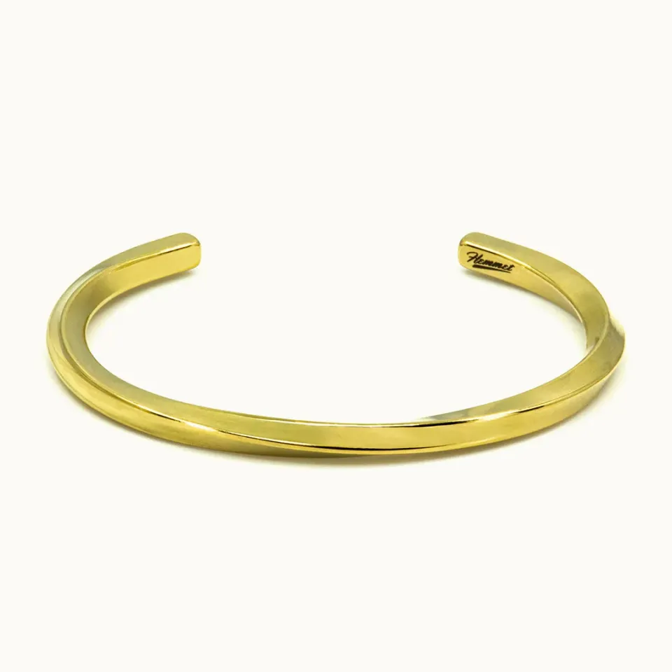 Hemmet Principle Adjustable Twisted Cuff bracciale oro giallo