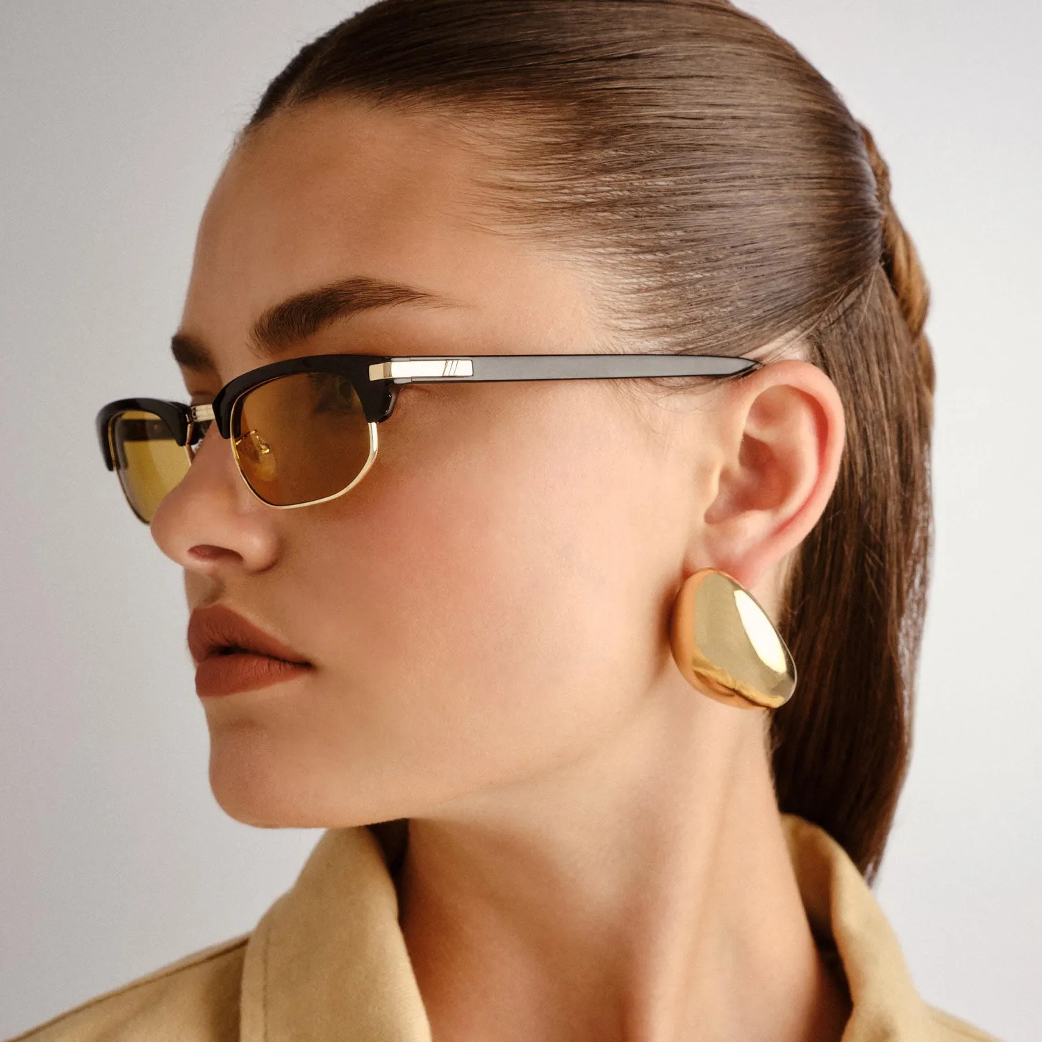 Le Specs Nightingale occhiale da sole nero ocra mono