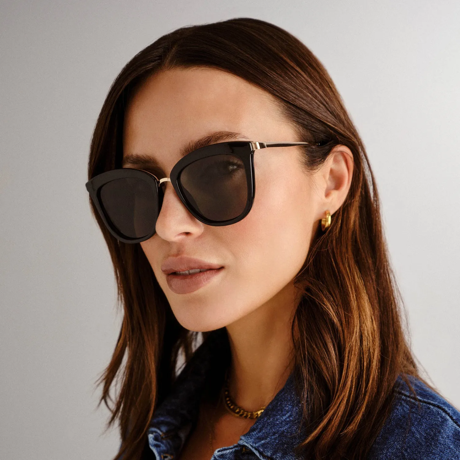 Le Specs Caliente occhiali da sole nero oro cat-eye
