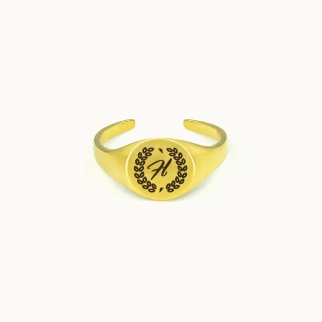 Hemmet H Signet Ring anello chevalier regolabile