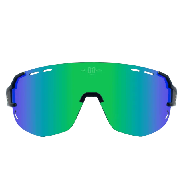 Bloovs Iten Matte Black Green Mirror occhiali corsa specchiati
