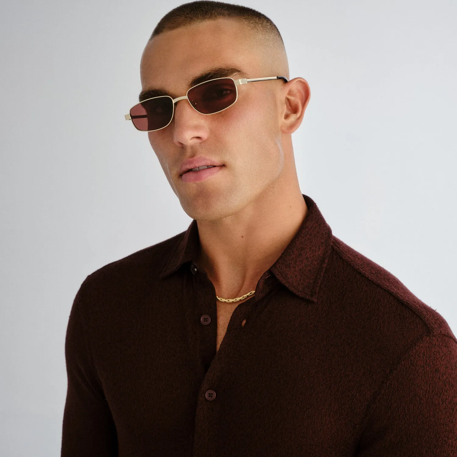 Le Specs Torrid occhiale da sole oro marrone rettangolare