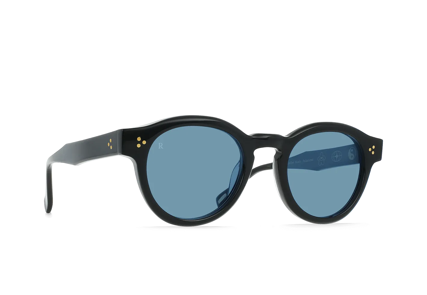 Raen Zelti occhiale da sole nero blu 49 rotondo