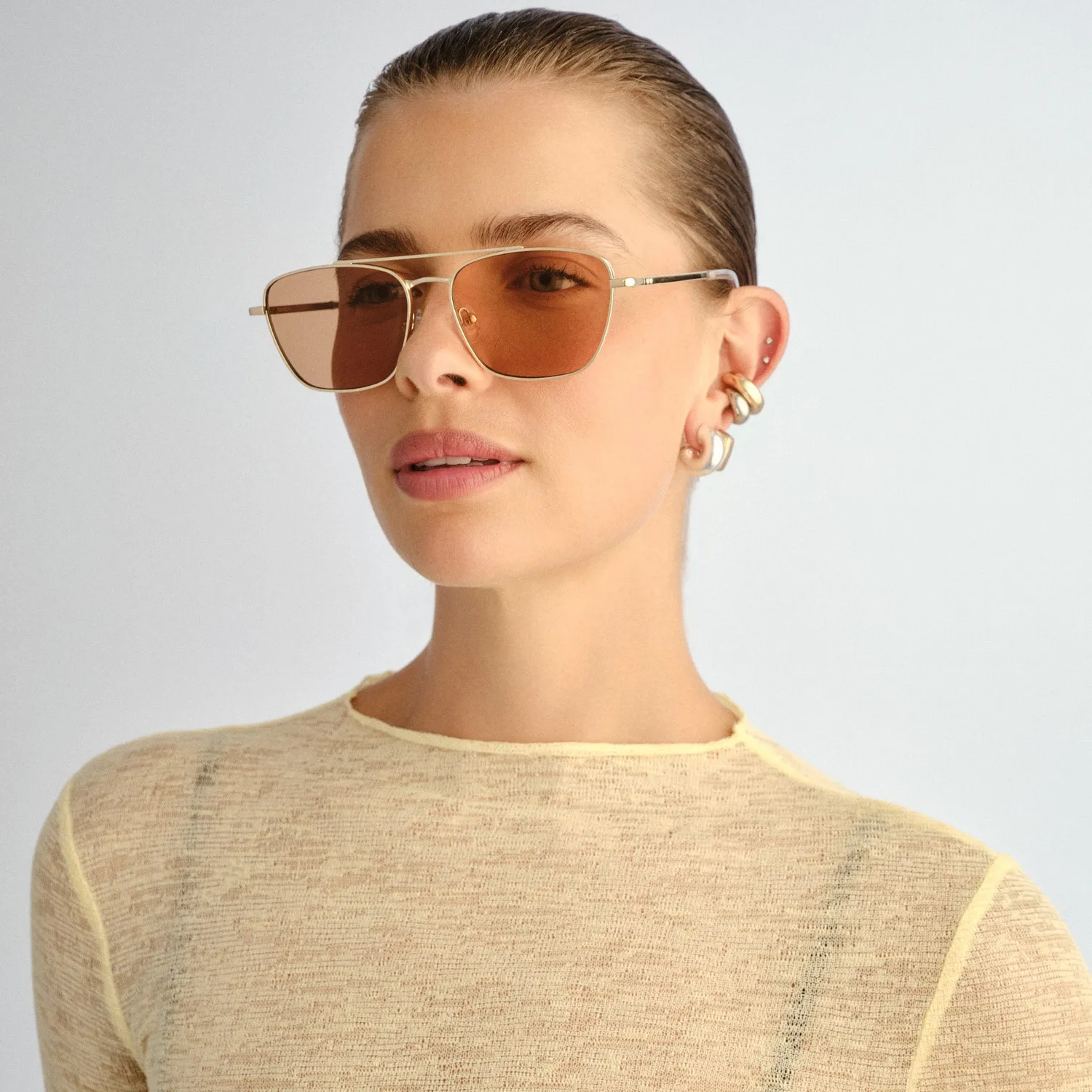 Le Specs Diametric II occhiale da sole oro marrone aviatore