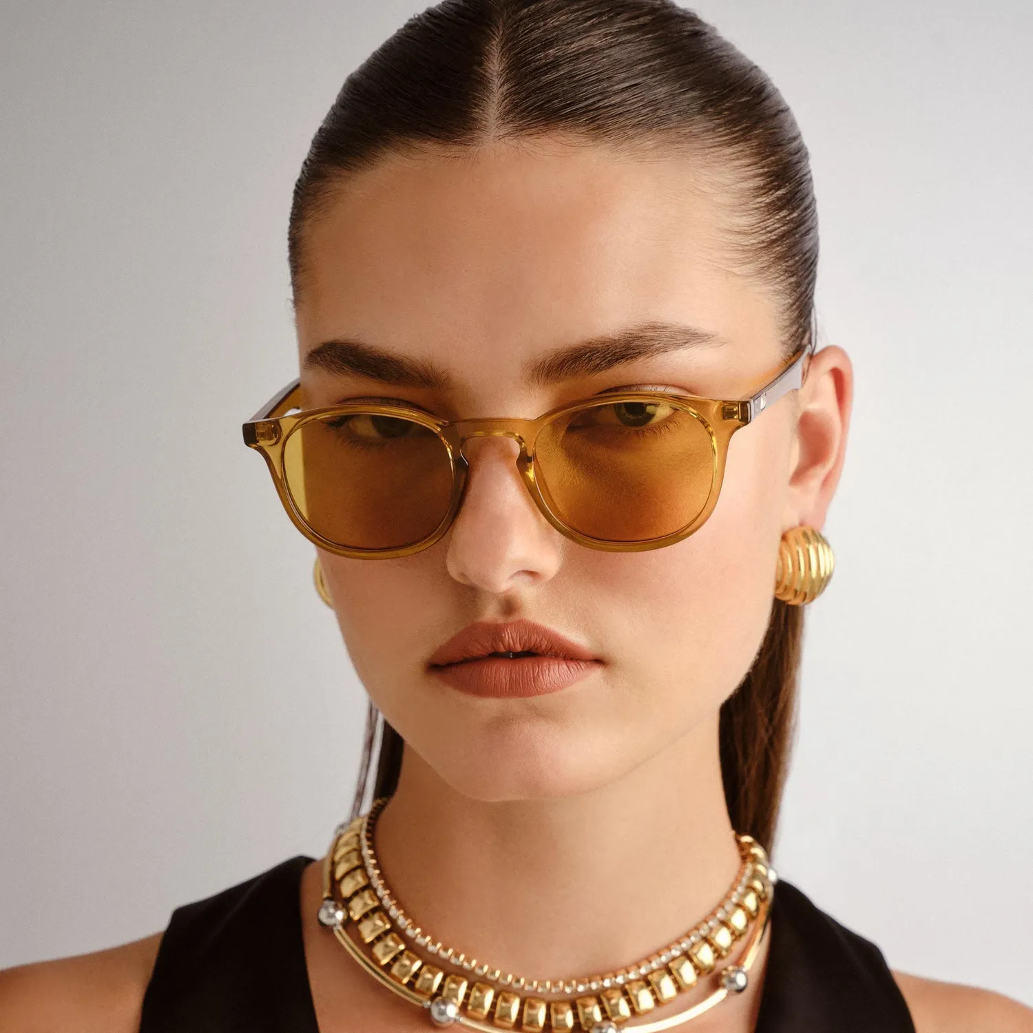 Le Specs Club Royale occhiale da sole whiskey tondo