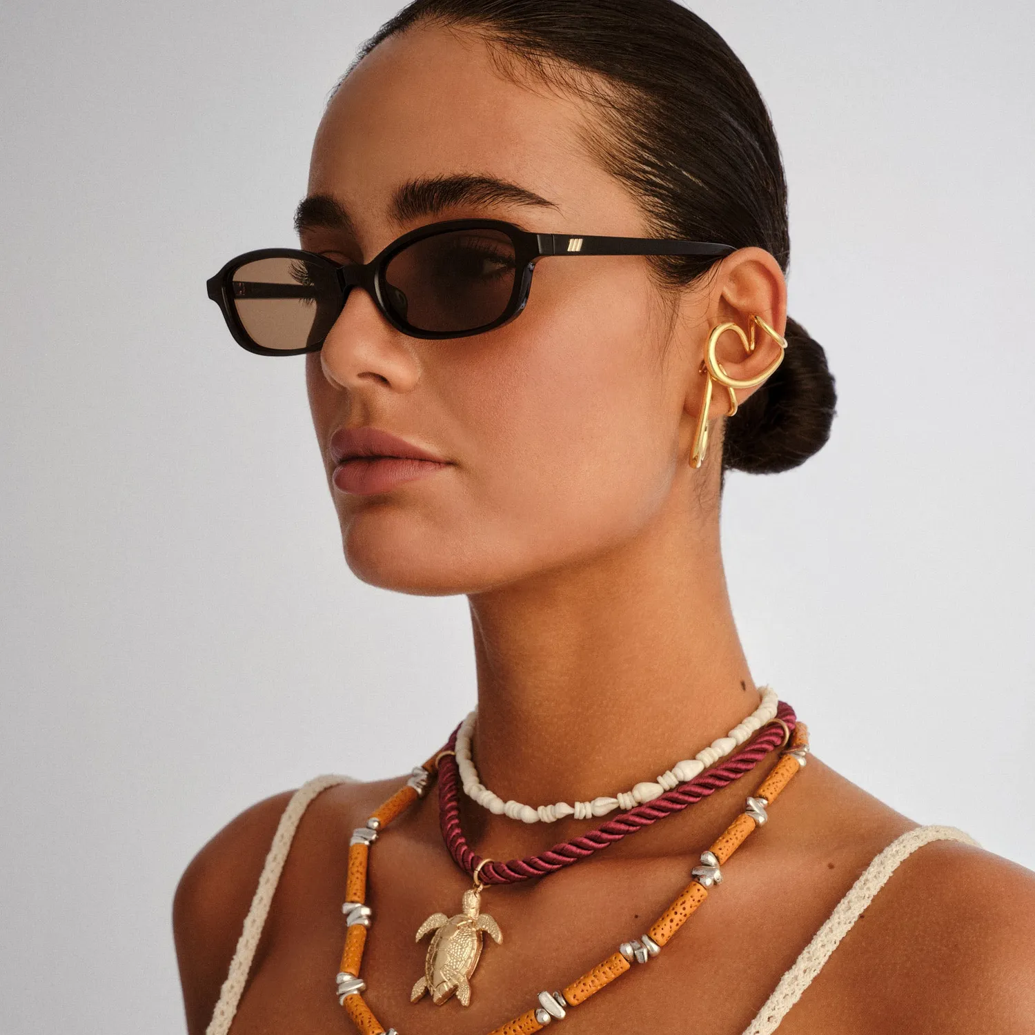 Le Specs Honey Pot occhiali da sole nero rettangolare piccolo