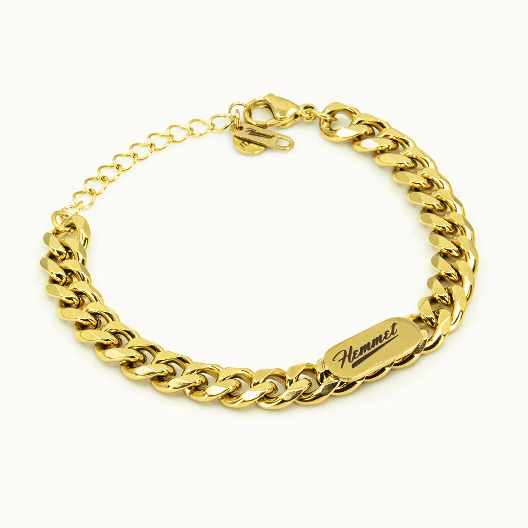 Hemmet Principle Cuban Tag bracciale oro giallo 17cm