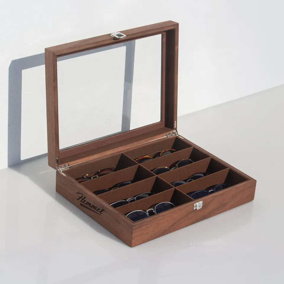 Hemmet Showcase scatola porta occhiali noce 8 posti