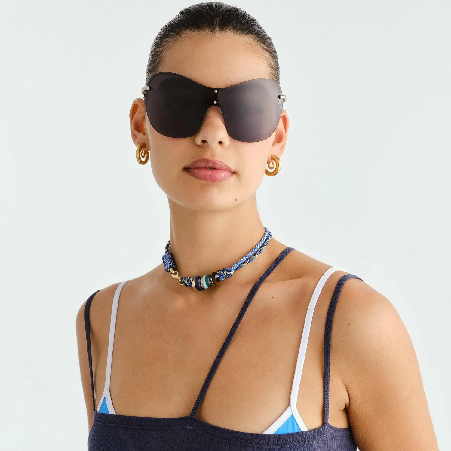 Le Specs Satine occhiale da sole shield argento large
