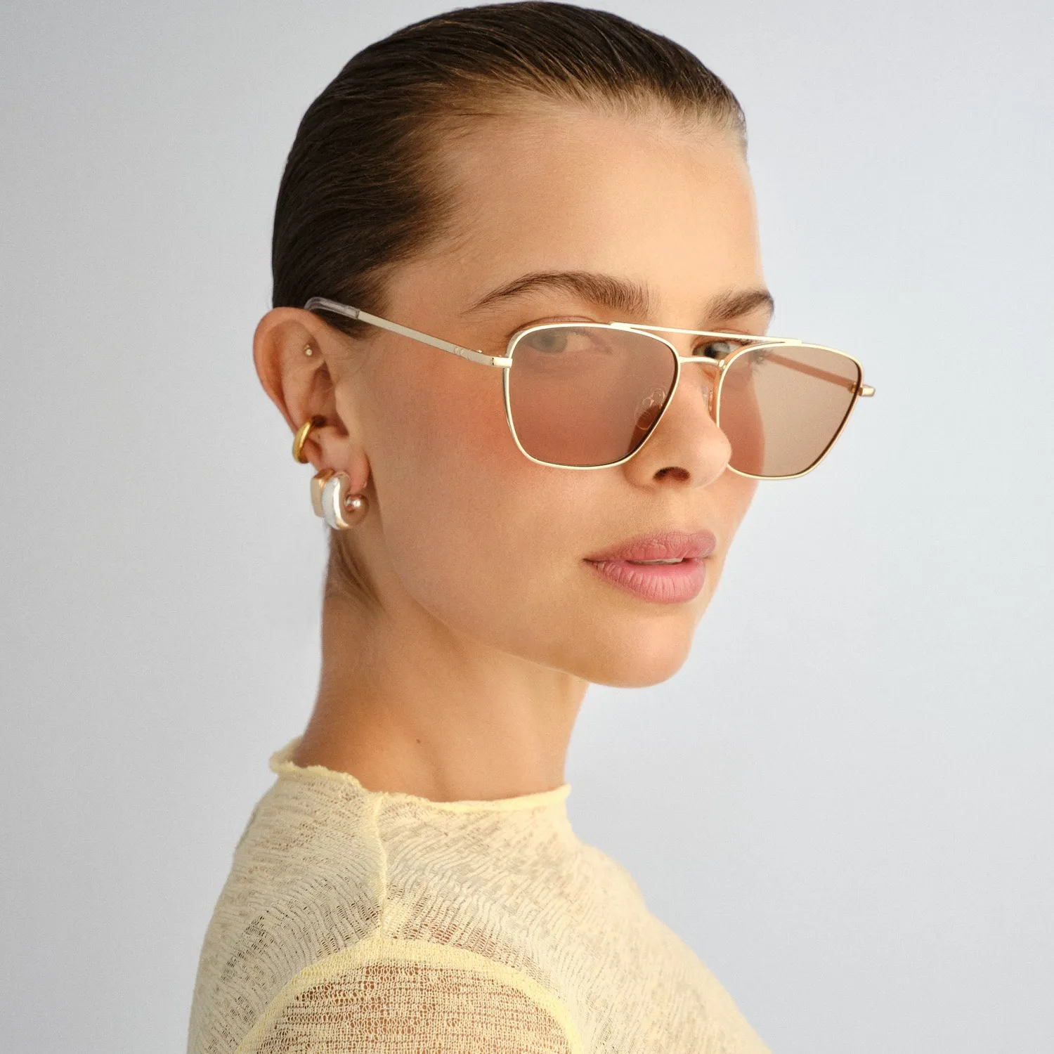 Le Specs Diametric II occhiale da sole oro marrone aviatore