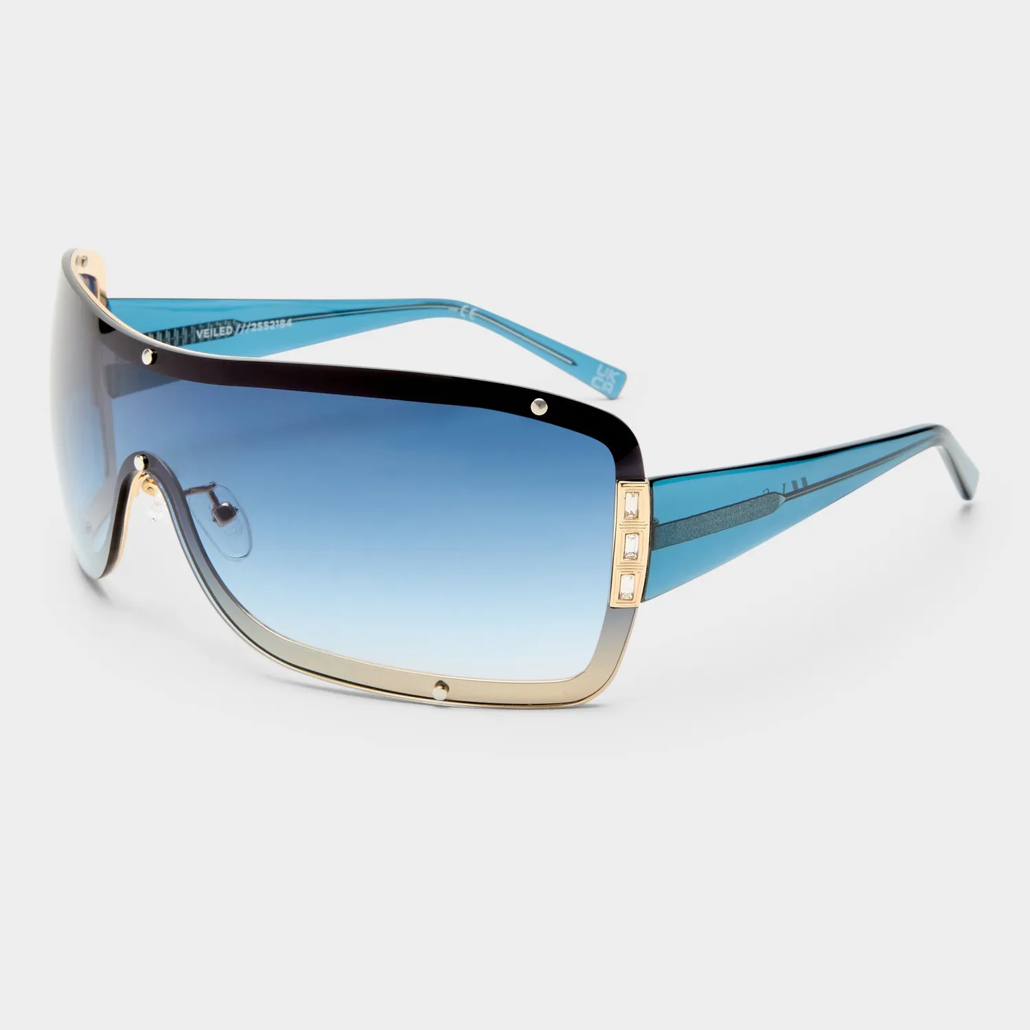 Le Specs Veiled occhiale da sole shield oro blu large