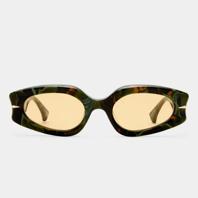 Le Specs Lunar occhiali da sole verde marmo lenti ambra
