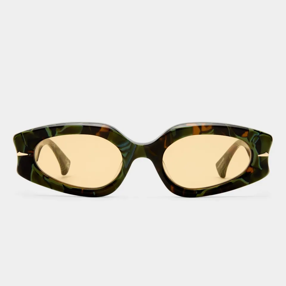 Le Specs Lunar occhiali da sole verde marmo lenti ambra