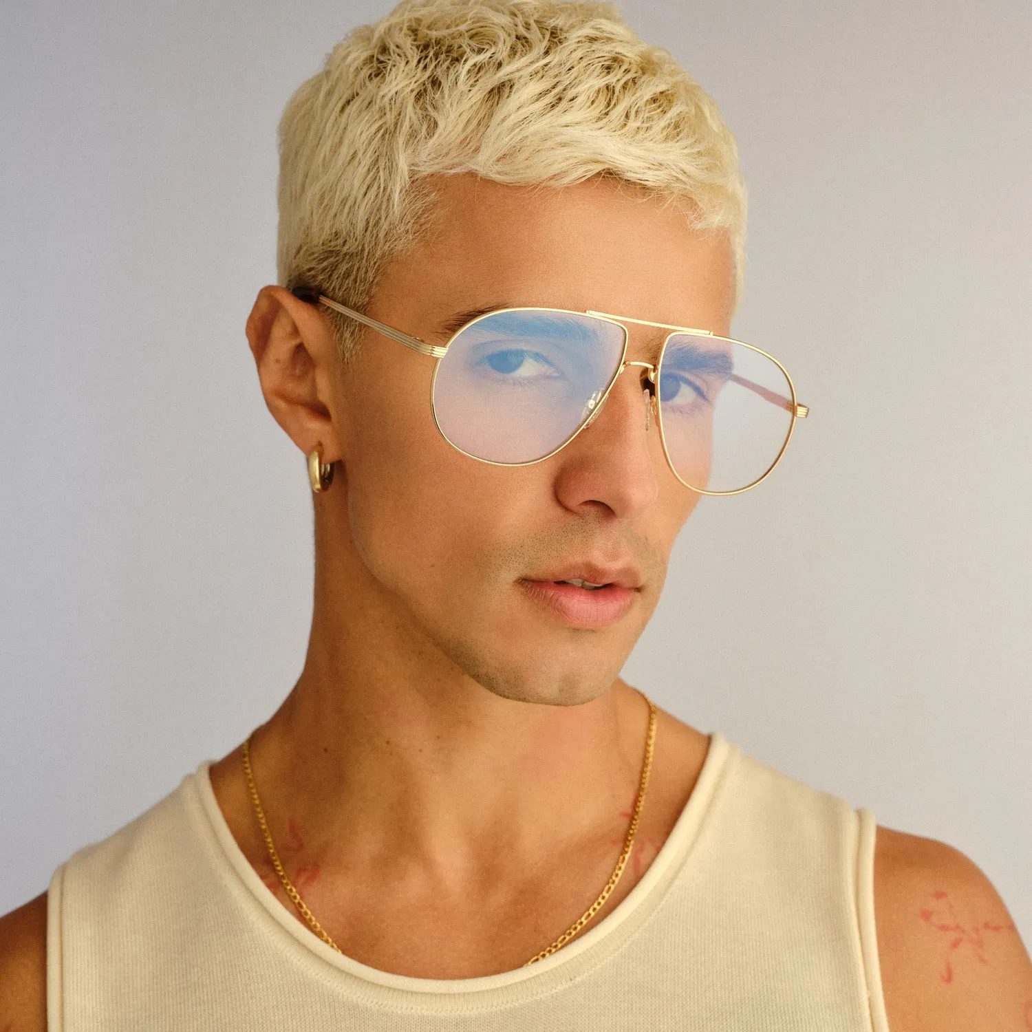 Le Specs Schmaltzy montatura da vista oro luce blu
