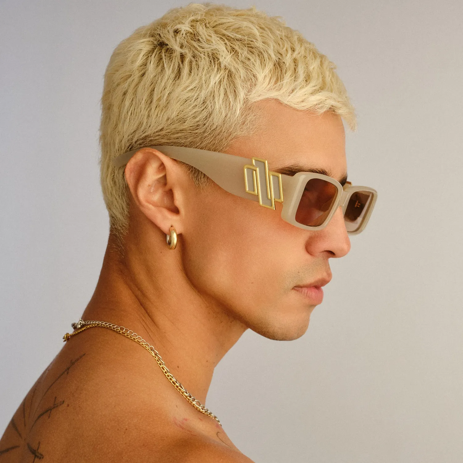 Le Specs Cruel Intentions occhiale da sole oatmeal rettangolare