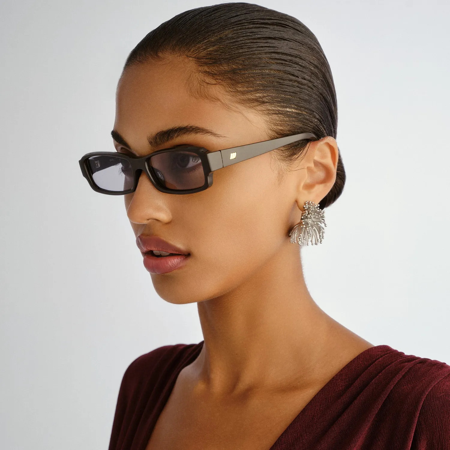 Le Specs Dial Tone occhiale da sole marrone rettangolare