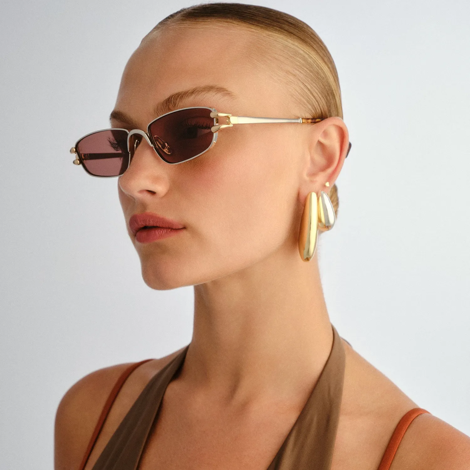 Le Specs Numero Cinco occhiale da sole argento rettangolare