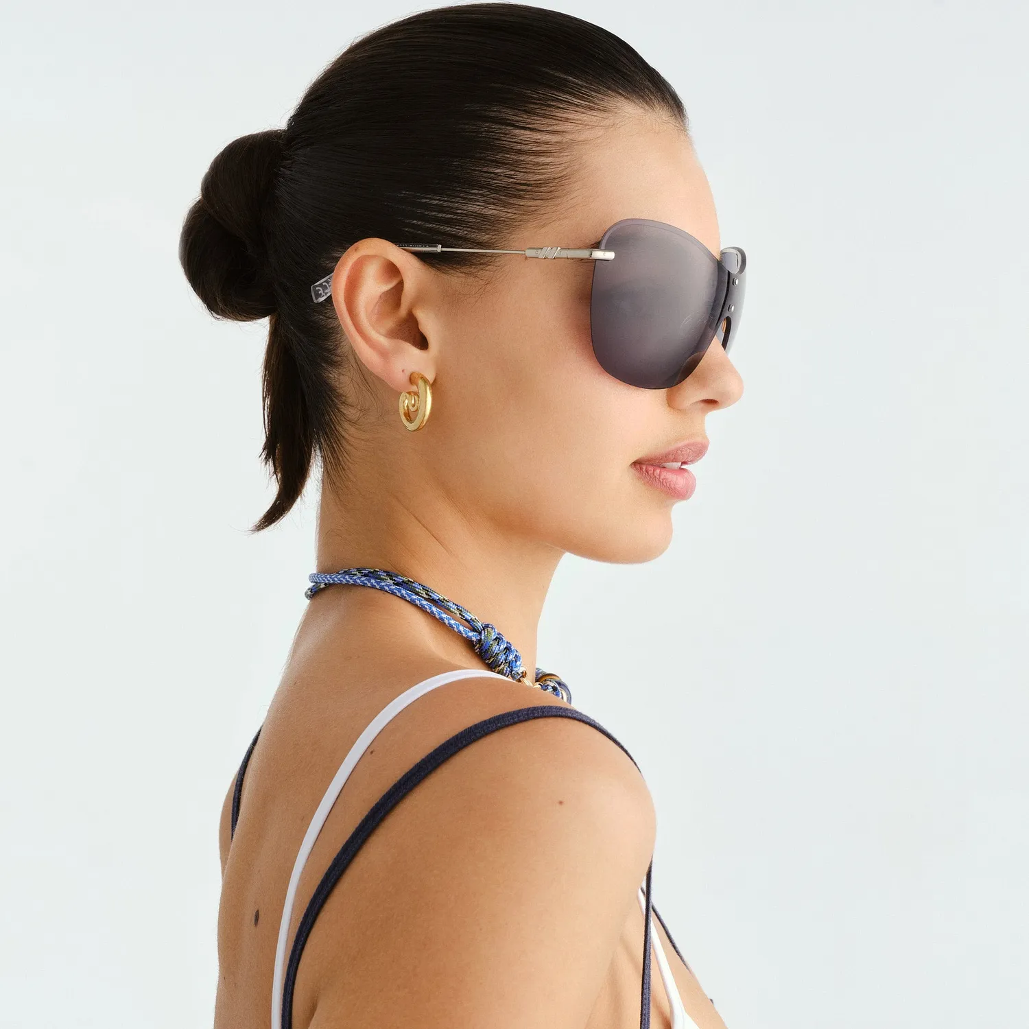 Le Specs Satine occhiale da sole shield argento large