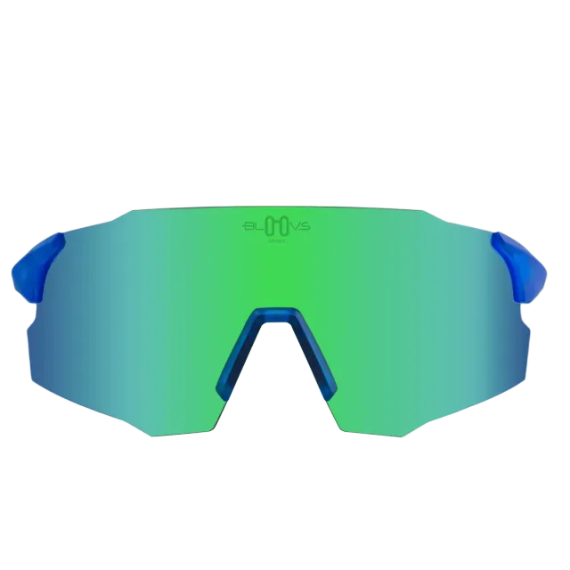 Bloovs Stelvio Crystal Blue Fluor Green occhiale bici leggero