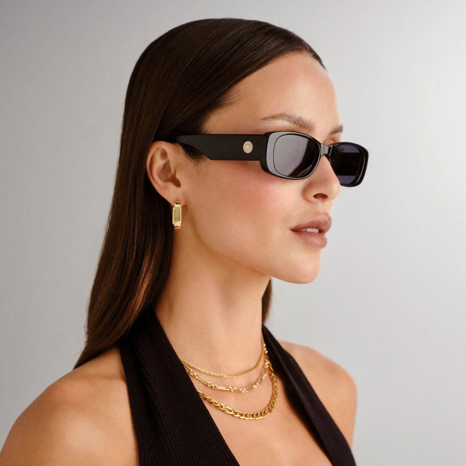Le Specs Unreal! occhiali da sole nero lucido rettangolari