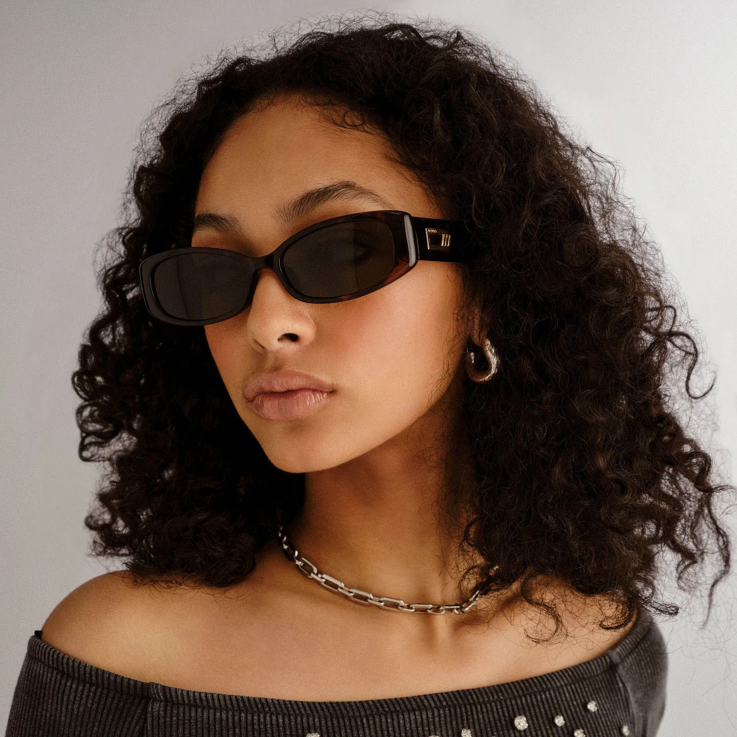 Le Specs Starlight occhiali da sole tartarugato rettangolare