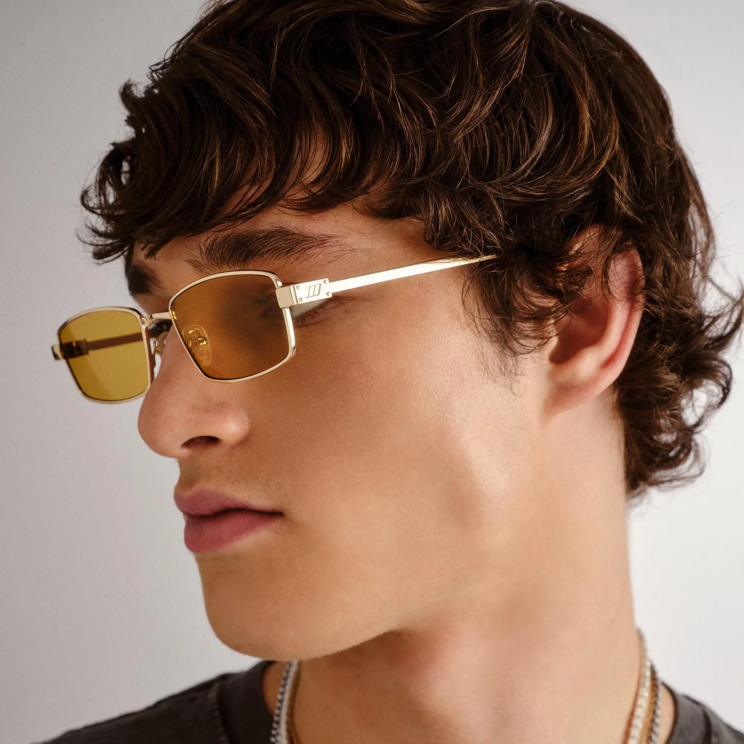 Le Specs Bizarro occhiale da sole bright gold rettangolare