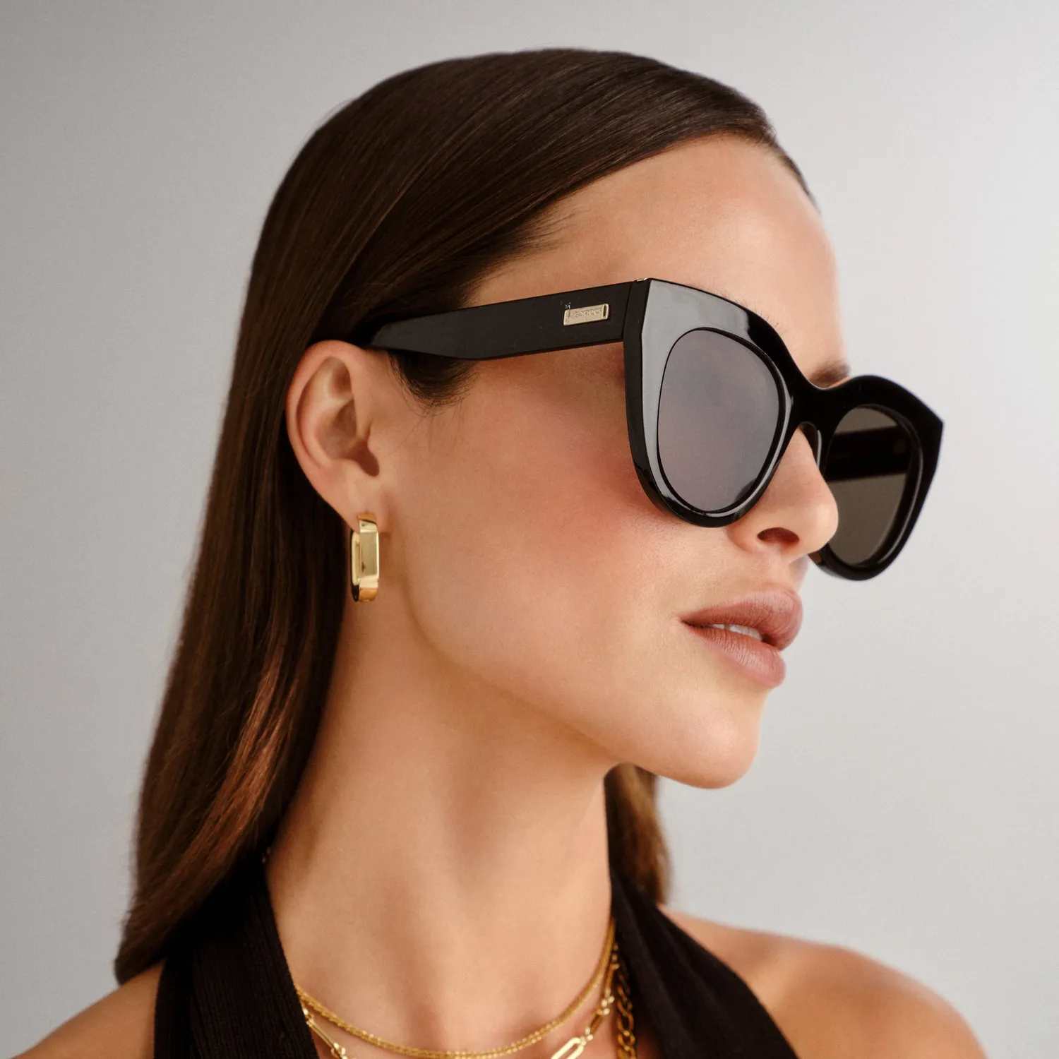 Le Specs Air Heart occhiale da sole black gold oversize